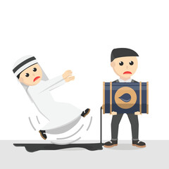 businessman slipped by oil design