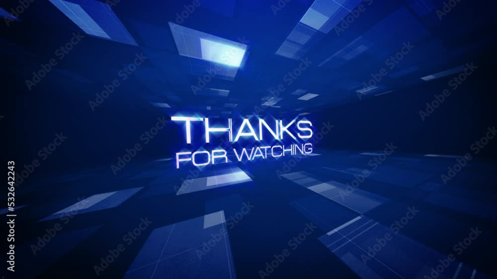 Poster thanks for watching text science technology futuristic 3d cinematic title background. animation for 