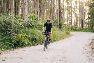 Man riding bicycle in nature