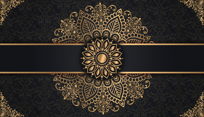 Royal ornamental mandala design background. Ornamental invitation card with floral mandala. Design for invitation, wedding card, Diwali, decoration. India, Indian, Arabic, Damask, Asian, Turkish, 