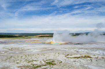 Colorful Geyser Erupting