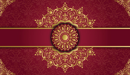 Royal ornamental mandala design background. Ornamental invitation card with floral mandala. Design for invitation, wedding card, Diwali, decoration. India, Indian, Arabic, Damask, Asian, Turkish, 