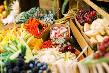 Colorful and healthy food arranged beautifully