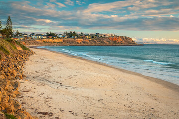 Scenic Christies Beach coastline view at sunset, Onkaparinga, South Australia