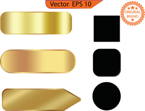 set of empty gold buttons and sliders, web icons and game icon set. gradient mesh. button set color gold glossy. vector illustration.