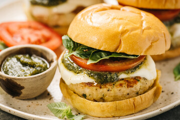 Grilled Chicken Caprese Burger
