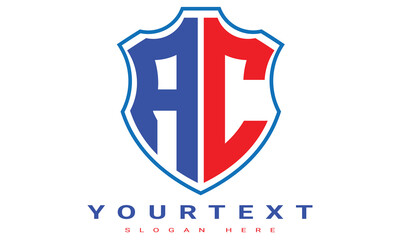 Fototapeta premium AC Two letters shield logo design.