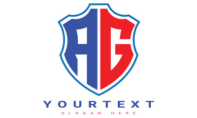 Fototapeta premium AG Two letters shield logo design.
