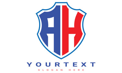 Fototapeta premium AH Two letters shield logo design.
