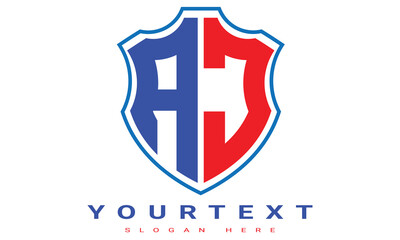 Fototapeta premium AJ Two letters shield logo design.
