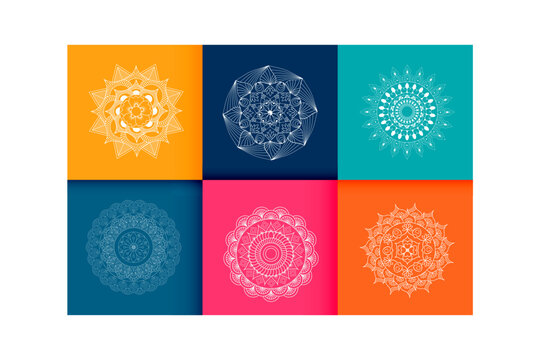 Mandalas. Vintage decorative elements. Six ethnic mandala patterns set Oriental pattern, vector illustration. Islam, Arabic, Indian, Turkish, Pakistan, Chinese,  ottoman motif ethnic Mandala ornament 
