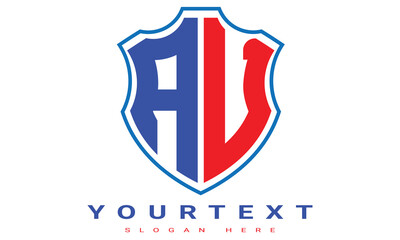 Fototapeta premium AV Two letters shield logo design.