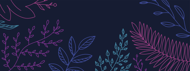Blue background with floral frame in outline style.