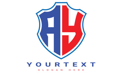 Fototapeta premium AY Two letters shield logo design.