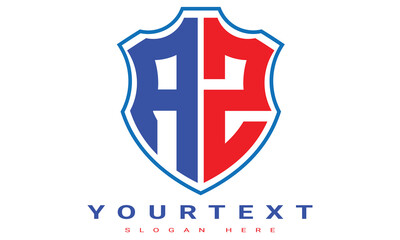 Fototapeta premium AZ Two letters shield logo design.