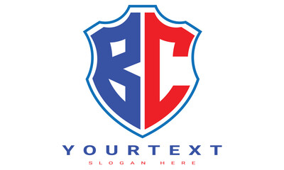 Fototapeta premium BC Two letters shield logo design.