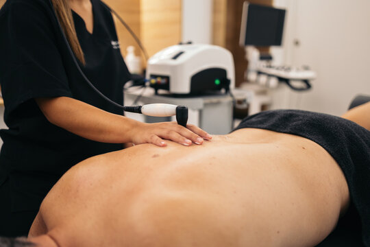 Physiotherapy patient receiving treatment in a clinic