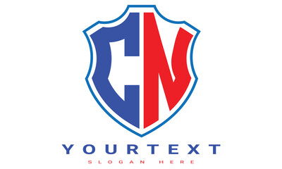 Fototapeta premium CN Two letters shield logo design.