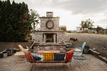patio and outdoor fireplace