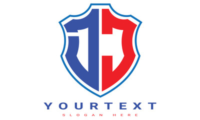 Fototapeta premium DJ Two letters shield logo design.