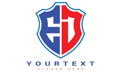 Fototapeta premium ED Two letters shield logo design.
