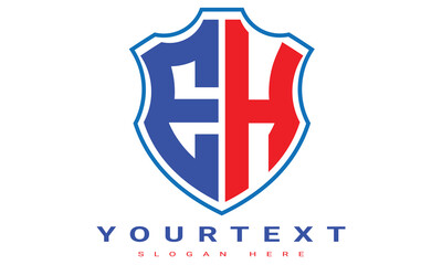 Fototapeta premium EH Two letters shield logo design.