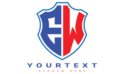 Fototapeta premium EW Two letters shield logo design.