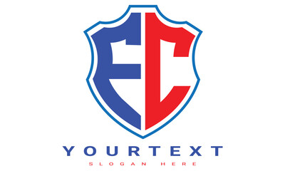FC Two letters shield logo design.