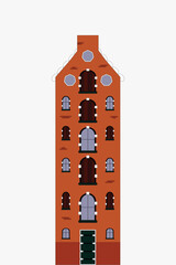 Multi-storey brown building flat design, color icon. Real estate . Apartment house. Vector silhouette illustration