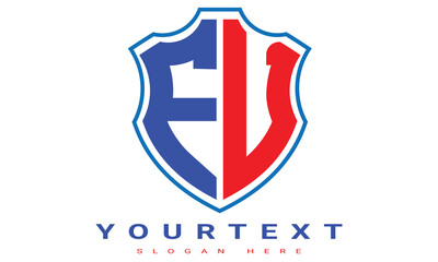 FV Two letters shield logo design.
