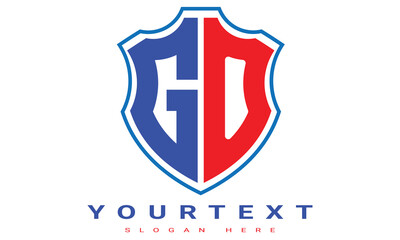 Fototapeta premium GO Two letters shield logo design.