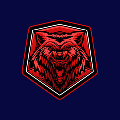 Red wolf logo design for esport or twitch