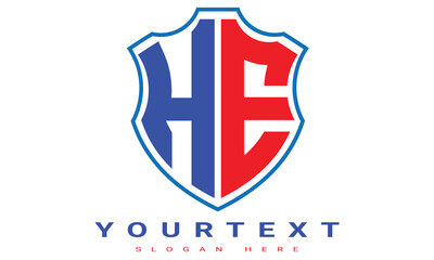 Fototapeta premium HE Two letters shield logo design.