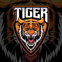 Obraz premium Tiger logo head mascot esport design