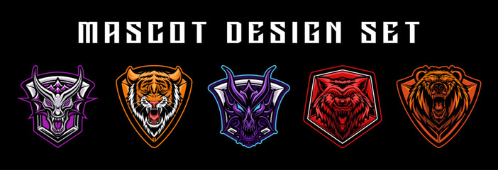 Set of mascot esport logo design © Twenty One Studio