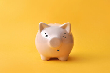 Piggy bank on a light background, a symbol of money accumulation