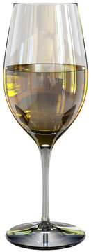 3D Rendered White Wine in a Glass Illustration