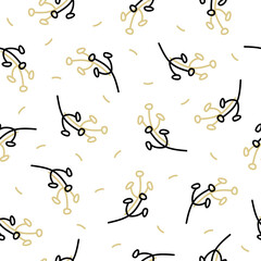 Abstract ornamental plants, black and beige. Floral seamless pattern. Flat vector illustration.