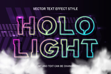 holo light neon light font typography lettering 3d editable text effect font style template background