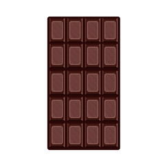 A bar of dark chocolate isolated on a white background.Vector illustration of dessert.
