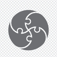 Simple icon circle puzzle in gray. Simple icon circle puzzle of the four elements. Yin and Yang concept for your design. EPS10.