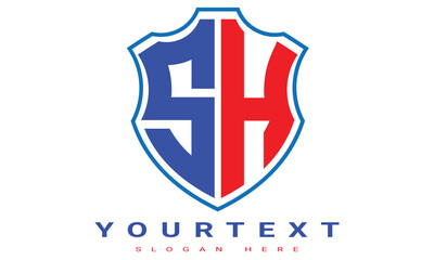 Fototapeta premium SH Two letters shield logo design.