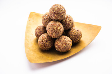Alsi pinni laddu or flax seed laddo or healthy jawas ladoo are delicious Indian sweet energy balls