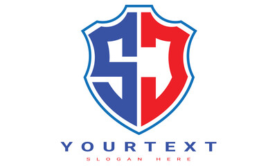 Fototapeta premium SJ Two letters shield logo design.