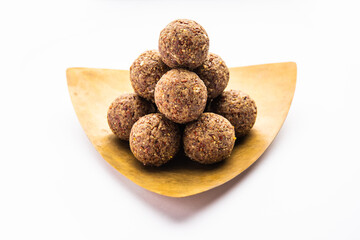 Alsi pinni laddu or flax seed laddo or healthy jawas ladoo are delicious Indian sweet energy balls