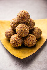 Alsi pinni laddu or flax seed laddo or healthy jawas ladoo are delicious Indian sweet energy balls