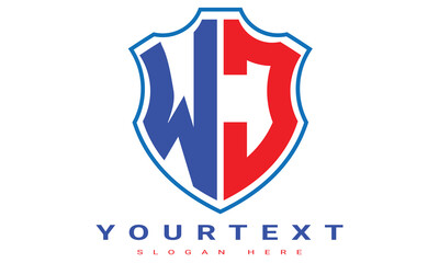 Fototapeta premium WJ Two letters shield logo design.