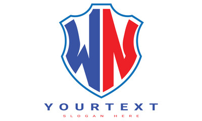 WN Two letters shield logo design.