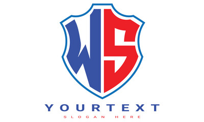 WS Two letters shield logo design.