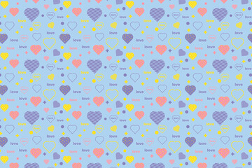 Cute love pattern vector with heart shapes and envelope icons. Minimal love pattern decoration on a white background. Endless love element design for book covers and wallpapers for valentine.